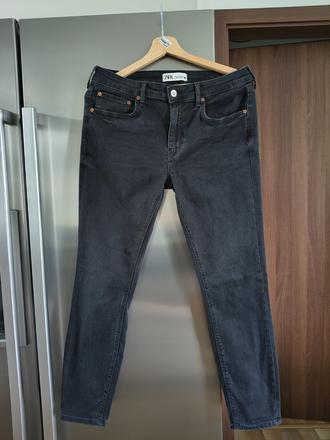 Zara elastické sivo čierne skinny l-xl, zara,l