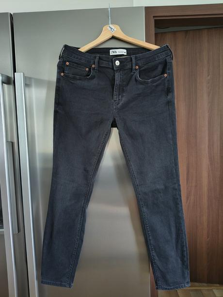 Zara elastické sivo čierne skinny l-xl, zara,l