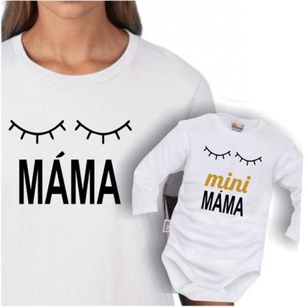 Mama a mini mama - súprava triko a body - biele, l / m / s / xl
