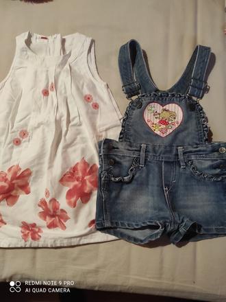 Šaty name it 98-104, riflové kraťasy 104, 86–98