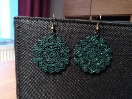 Náušnice mandala malá smaragdovo zelená,
