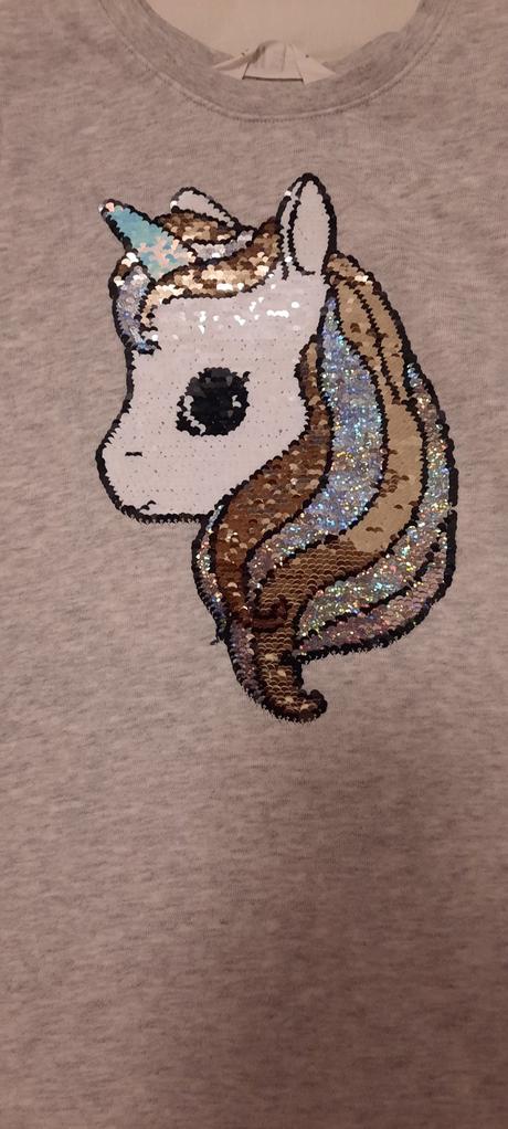 Mikinove šaty jednorožec 110/116, h&m,116