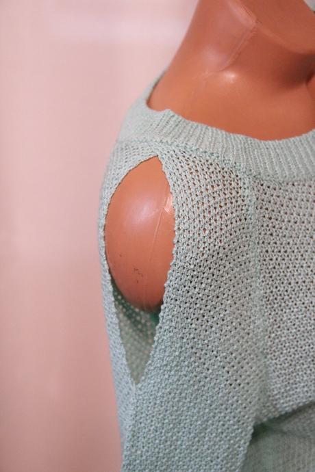 Mentolový pletený svetrík, xs/s, xs