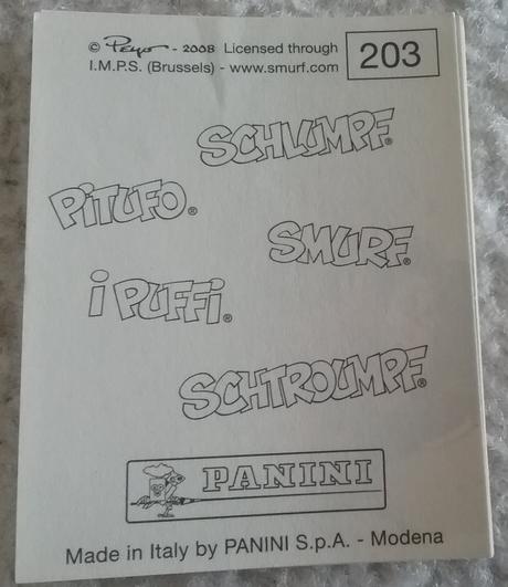 Šmolkovia nálepky panini, 