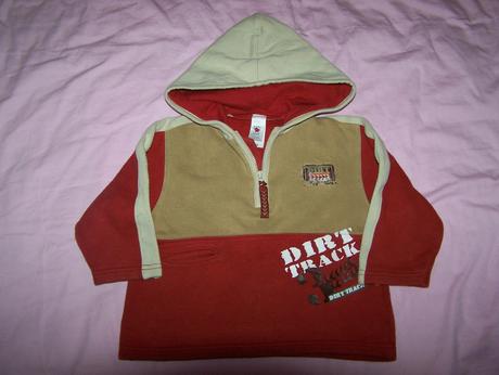 Teplučká mikynka malo nosená s kapucňou, baby club,86