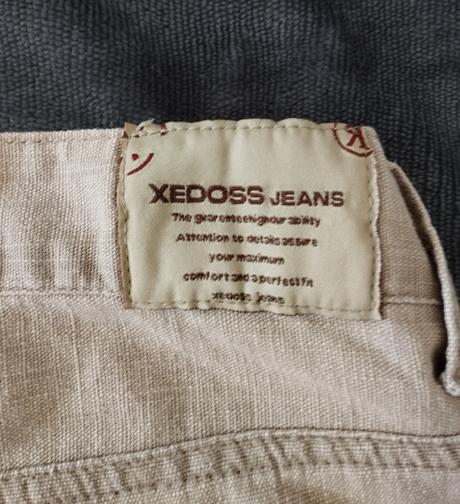 Pánske béžové ľanové nohavice xedoss jeans, s