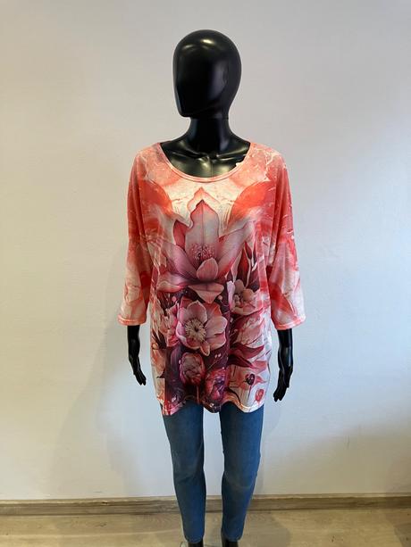 Dámske svetrové tričko kvetované oversize (uni), l / m / s / xl