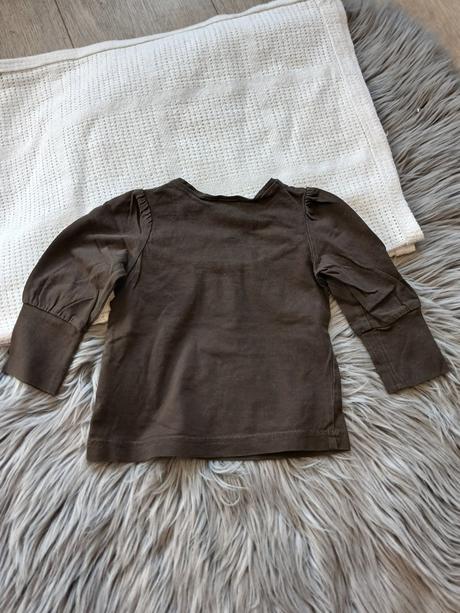 Dievčenské tričko s kvetmi tmavohnedé h&m (68), h&m,68