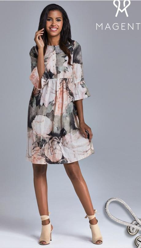 Šaty magenta ružové s kvetmi - nenosené, s