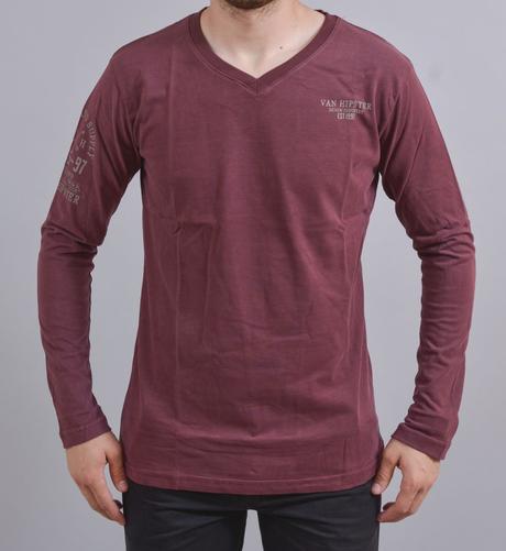 Pánske tričko s dlhým rukávom - bordové, l / m / xl