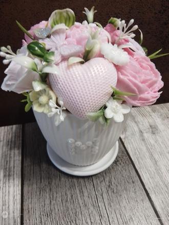 Mydlová kytička pivónie+ruže,