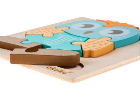 Akuku a0601 drevené puzzle sova,