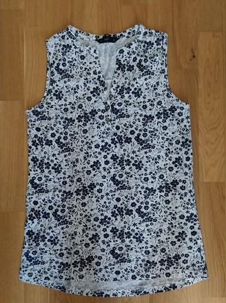 Biele tričko zn. f&f s modrou potlačou kvetov, f&f,m