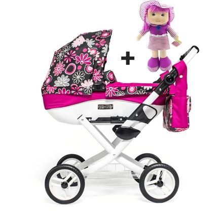 Kočík pre bábiku + spievajúca bábika kvet, 