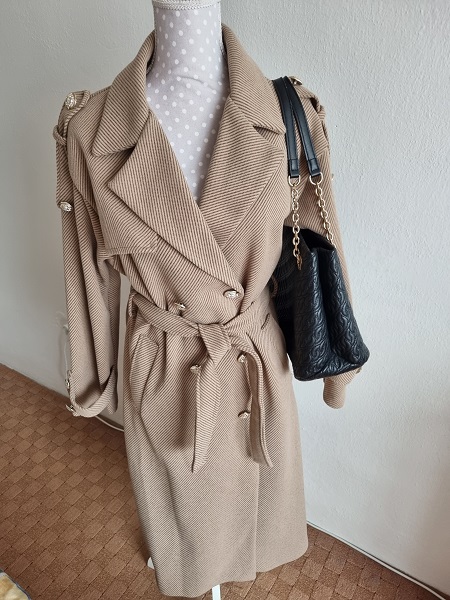 Bledohnedý zimný kabát 40 + kabelka grátis, 40