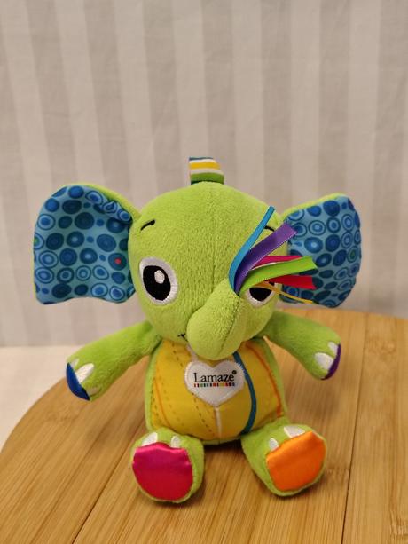 Retro interaktívny sloník s rolničkou, lamaze 20cm,