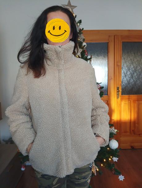 Dámsky teddy kabátik do pasa, h&m,m