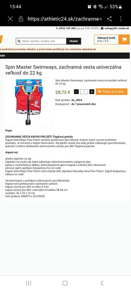 Plavacia vesta / zachranna vesta, 