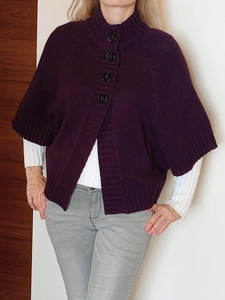 Vrchný hrubší svetrík ( bolerko) - slivkovofialový, f&f,m