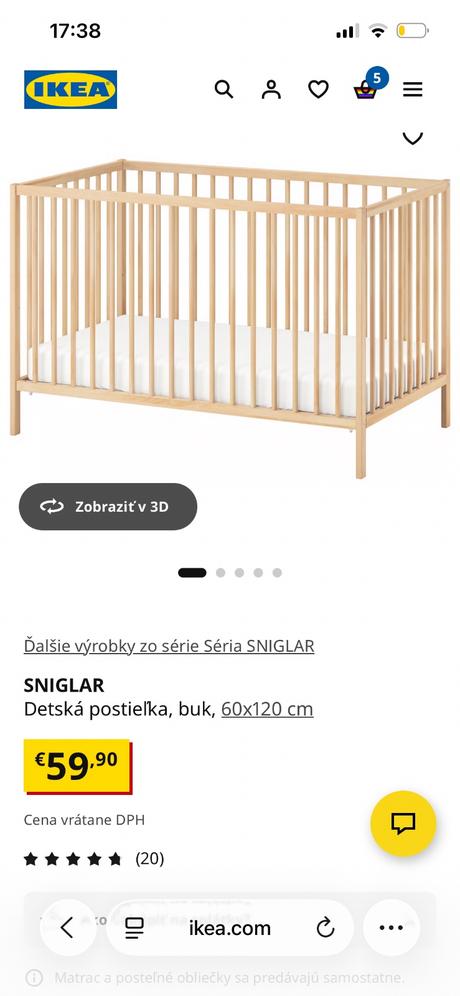 Drevena postielka ikea, šírka (cm): 60,dĺžka (cm): 120