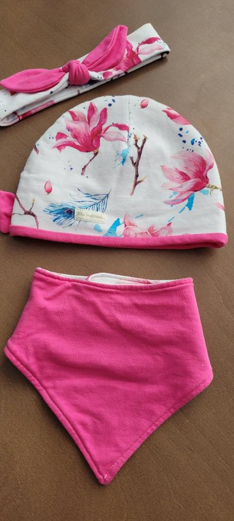 Handmade čiapka, nákrčník a čelenka, 40