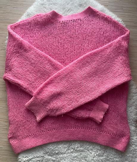 Ruzovy pleteny sveter bershka, bershka,s