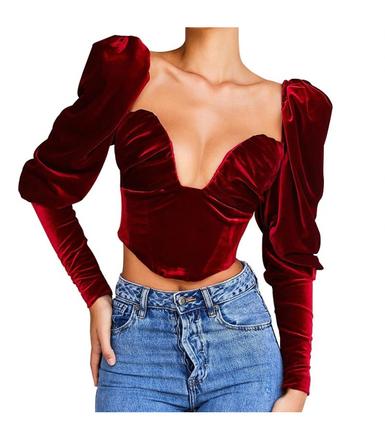 Zamatovy crop top, m