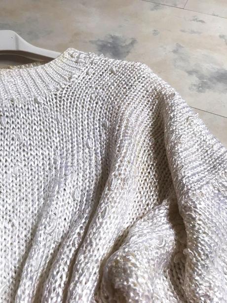 Perleťové uzlíčkové pletené triko oversize, l