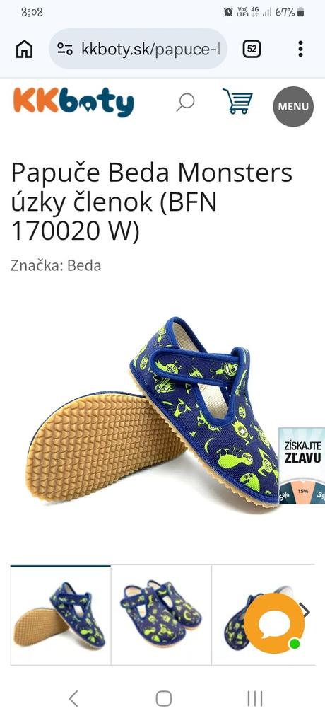 Papuce barefoot beda monster uzke clenky 38, beda,38