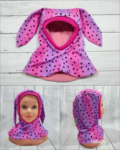 Kukla dvojvrstvová s ušami - rôzne farby, 50 - 158