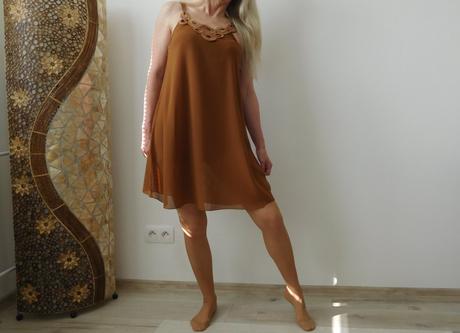 Šaty hnedé padavý materiál m/l, m