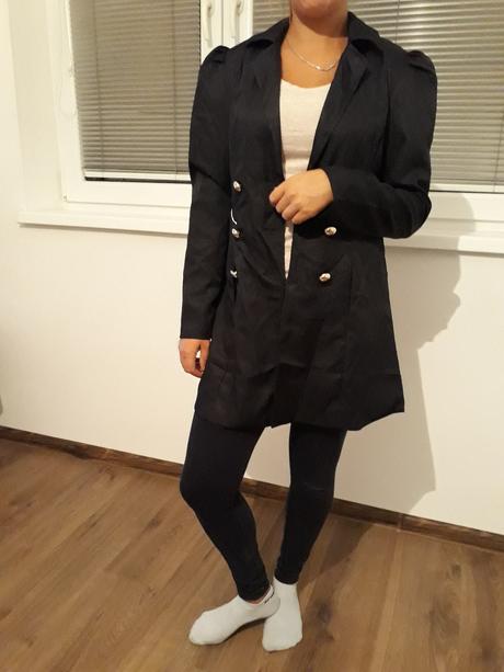 Dámsky čierny kabát, m