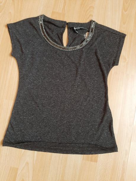 Tričko s lemom s kovovými korálkami, esmara,xs