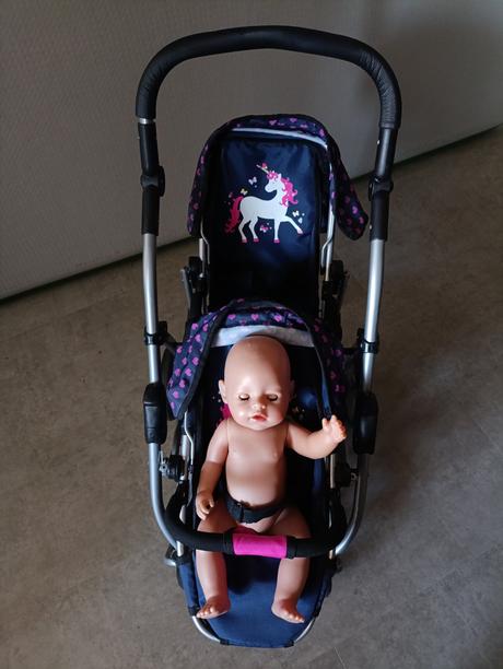 Detsky kočík pre bábiky dvojičky, 