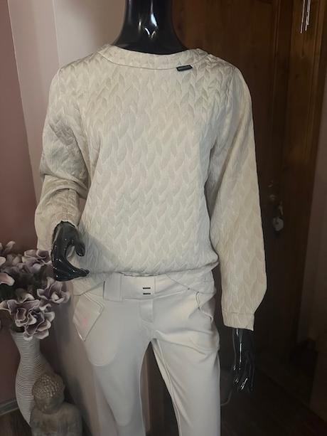 Svetlobéžové elastické pohodlné nohavice magenta, m