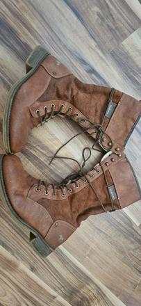 Hnedé vysoké čižmy, mustang,38