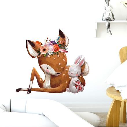 Nálepka na stenu - srnka so zajačikom, 