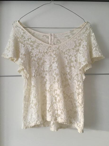 Čipkovaný top, h&m,s