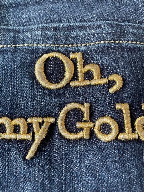 Pinko rifle prešité so zlatou niťou, pinko,s