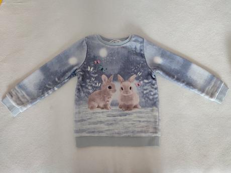 Plyšový pulóver so zajačikmi, h&m,110