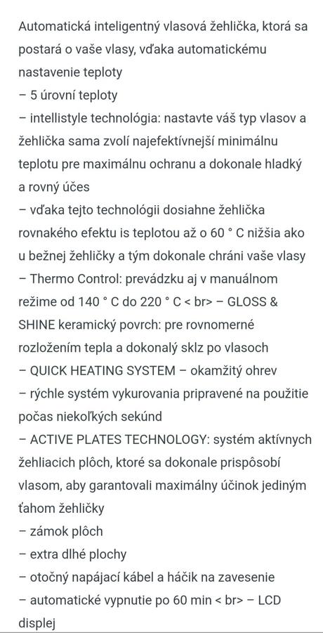 Žehlička bellissima s automatickým nastavením tepl, 