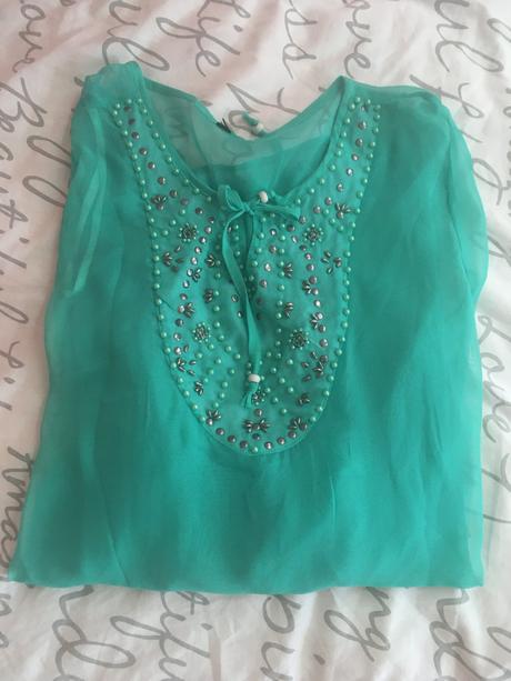 Predĺžená zelená tunika, s