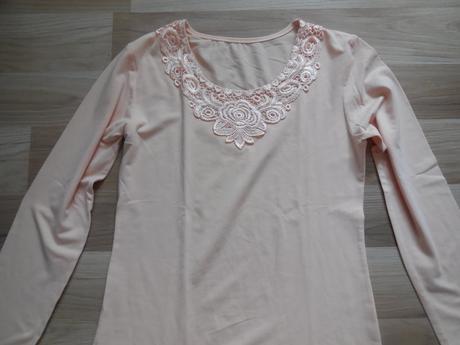 Lososove tricko topik s cipkou, s