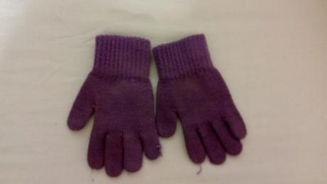 Prstové fialové pletené rukavice,  veľkosť 110/128, 110
