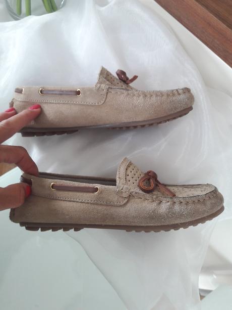 Mokasiny z brusenej koze 2x pouzite, zara,33