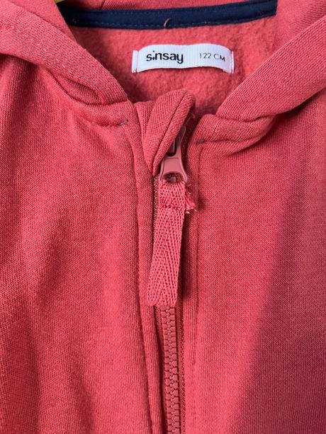 Detská oranžovo-červená mikina na zips s kapucňou, sinsay,122