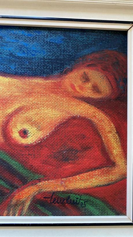 Starý obraz akt 31x 65 cm, 