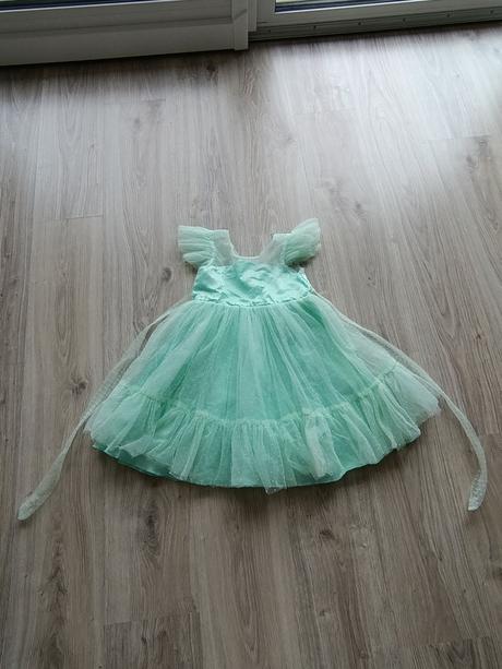Dievčenské tylové tyrkysové šaty, 128