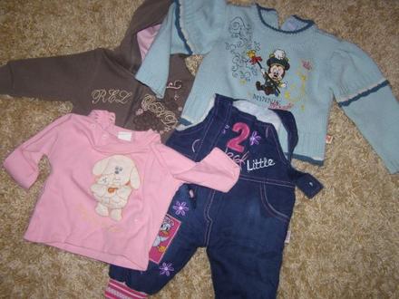 4 kusy oblečenia - nohavice - 2x pulóver- bundička, 68–80