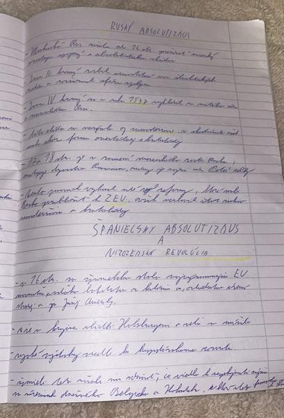 Potrebujem prepis poznámok z dejepisu